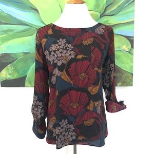 Loft floral lib sleeve blouse